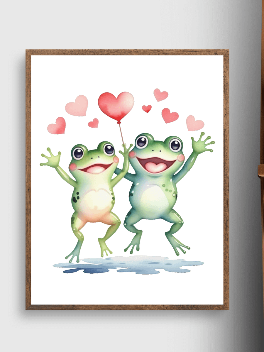 21 Watercolor Valentines Frog Clipart Bundle product image (5)