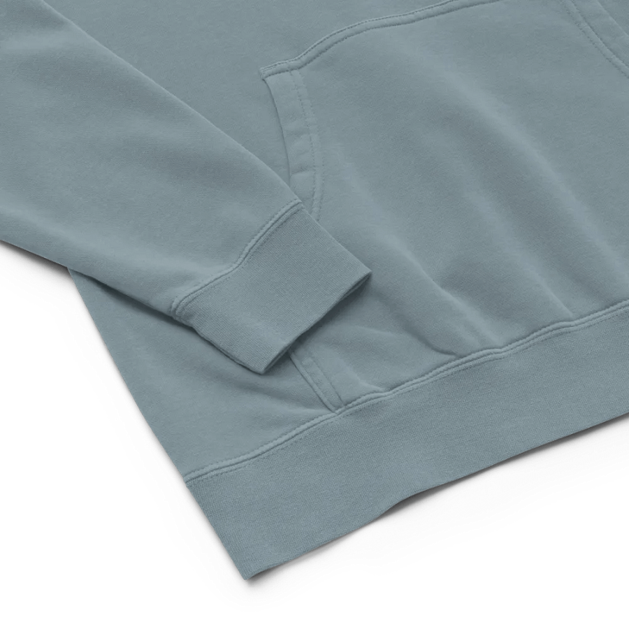 DELIGHTFULLY DIVISIVE (center, white design) embroidered pigment hoodie product image (65)