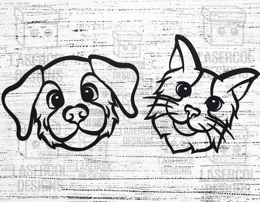 Cute Dog and Cat Wall Art - Laser Cut Files product image (10)