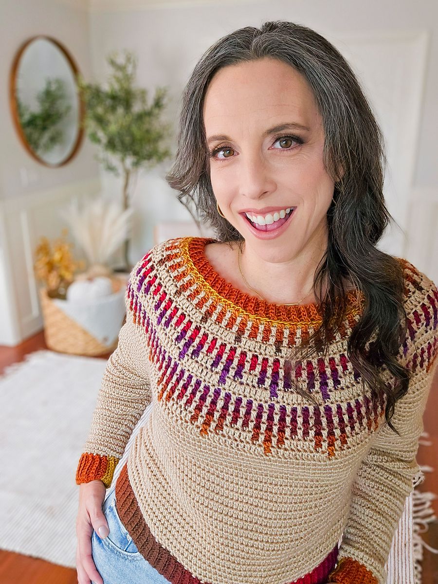 Crochet Mosaic Ridge Pullover Pattern (XS-5X + Video Tutorial) product image (7)