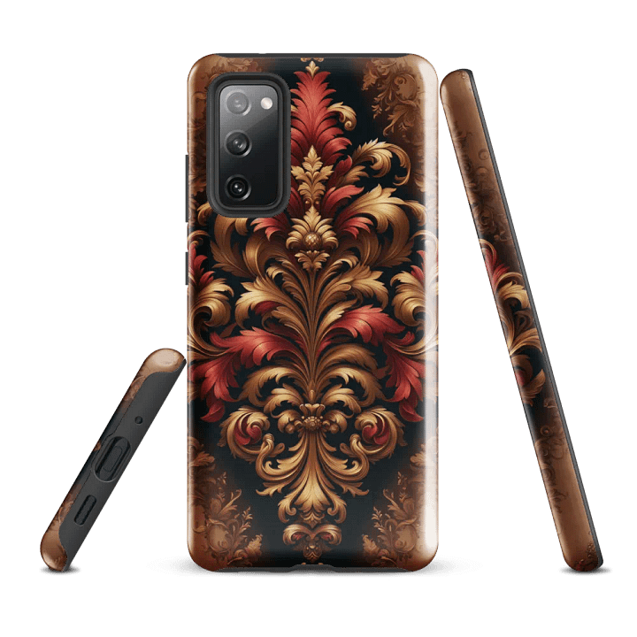 Tough Phone Case for Samsung® - Rococo Floral Damask Design in Reds and Browns product image (1)