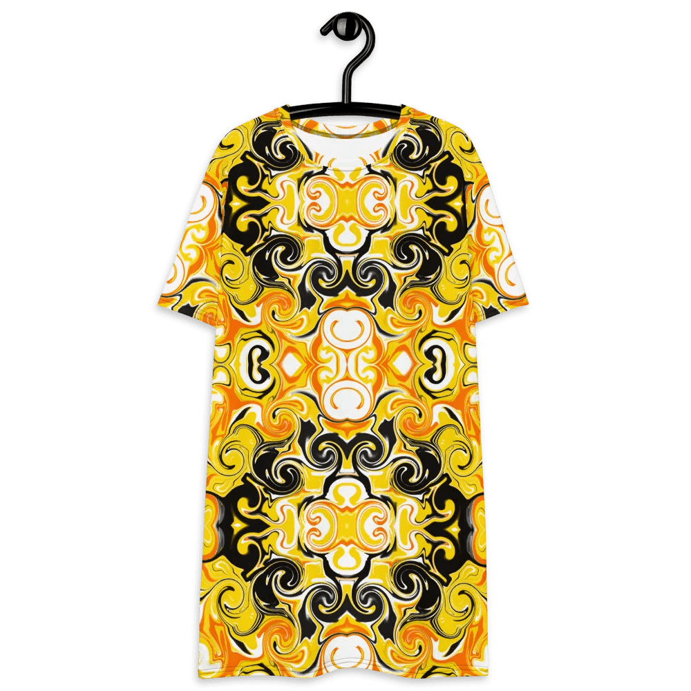 Yellow Baroque Luxe All-Over T-Shirt Dress product image (5)