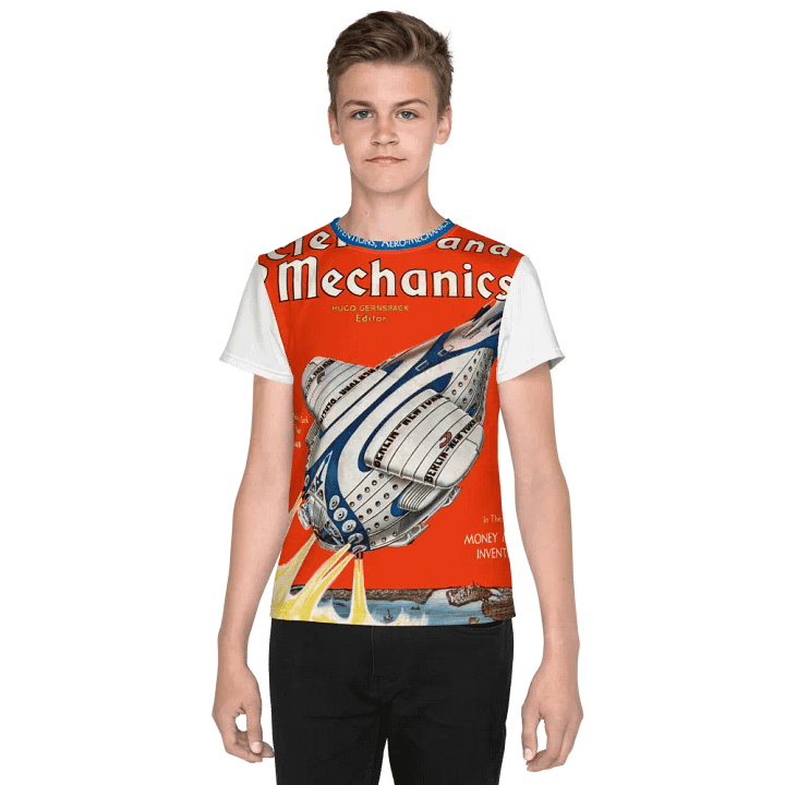 Retro-Futuristic Rocket All-Over Print Youth T-Shirt product image (1)