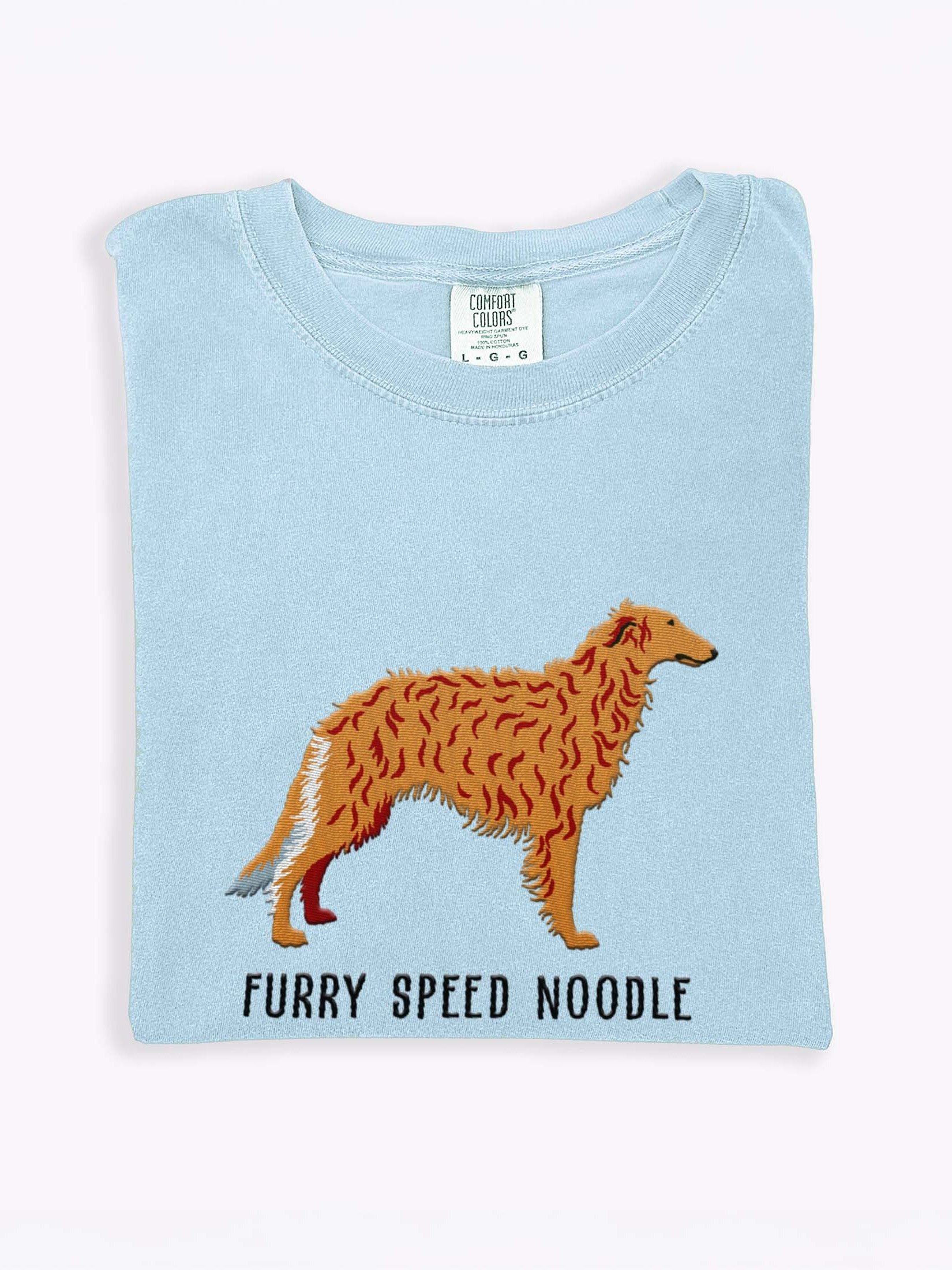 Furry Speed Noodle T-Shirt(Embroidered) of a Borzoi(Brown) product image (1)