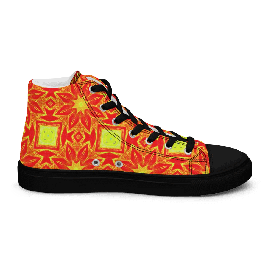Abstract Repeating Orange Flower Ladies Canvas Shoe High Tops product image (5)