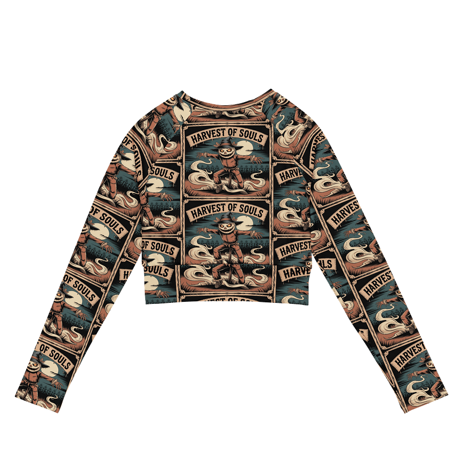 Midnight Veil Designs Gothic All-Over Print Long Sleeve Crop Top - Harvest of Souls Black product image (7)