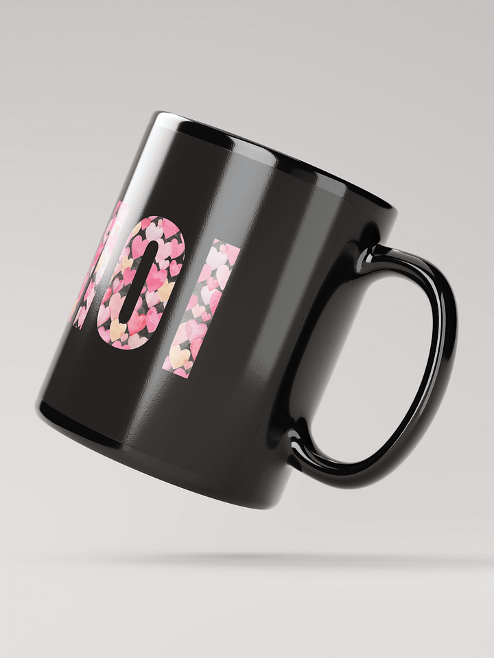 Mug Noir Toi et Moi - Décor Coeurs bleus et roses - Cadeau couple product image (2)