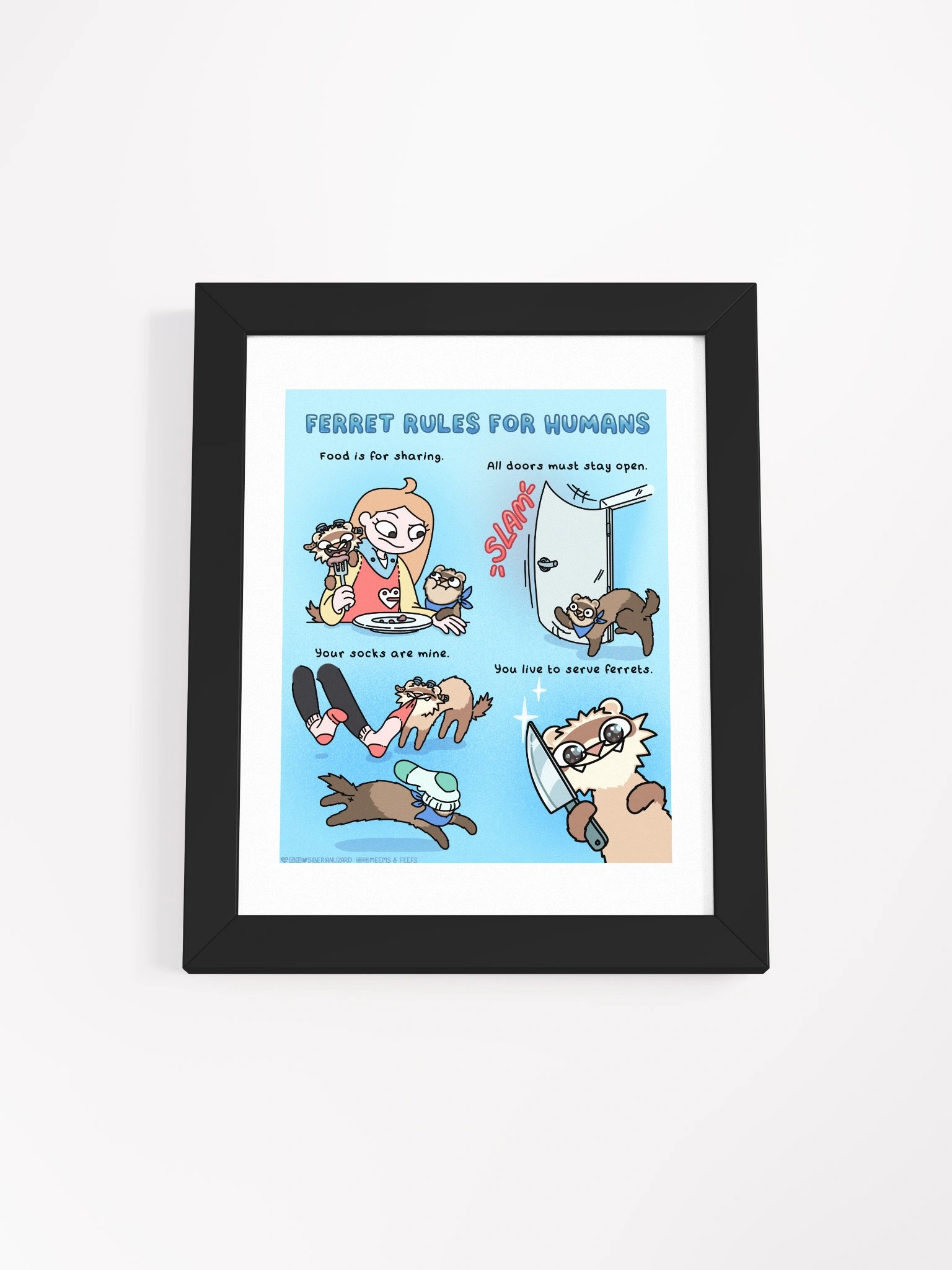 Ferret Rules for Humans | Framed Print product image (9)