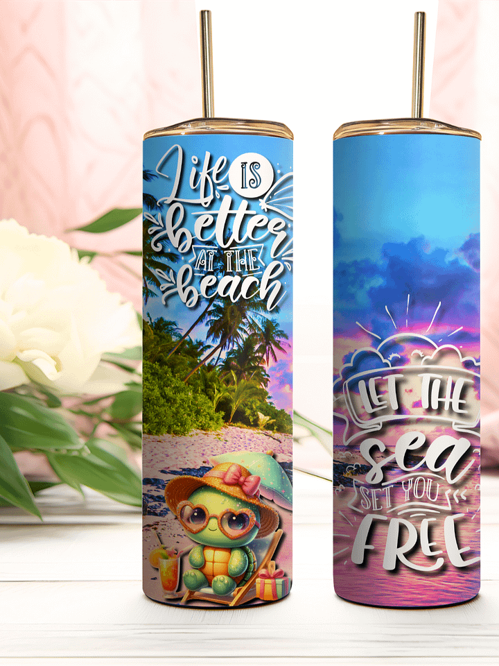 Let Th Sea Set You Free Tropical Turtle Paradise Stainless Steel Tumbler product image (1)
