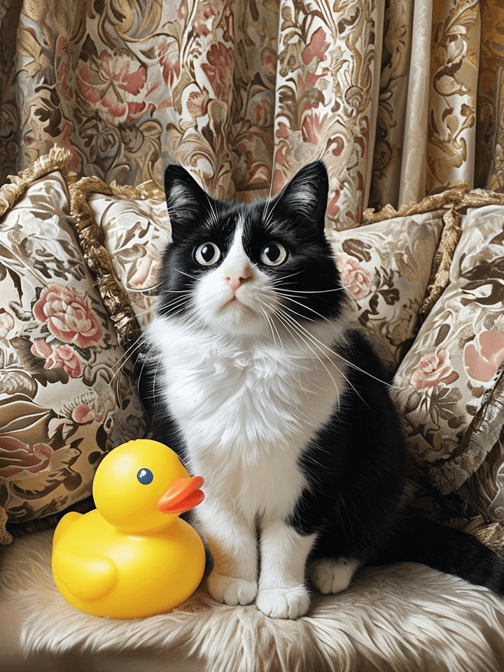 Whimsical Cat and Duck Framed Poster product image (1)