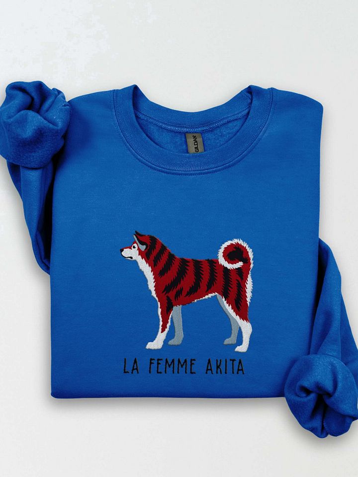 La Femme Akita Sweatshirt (Embroidered) of a Japanese Akita Inu(Red Brindle) product image (1)