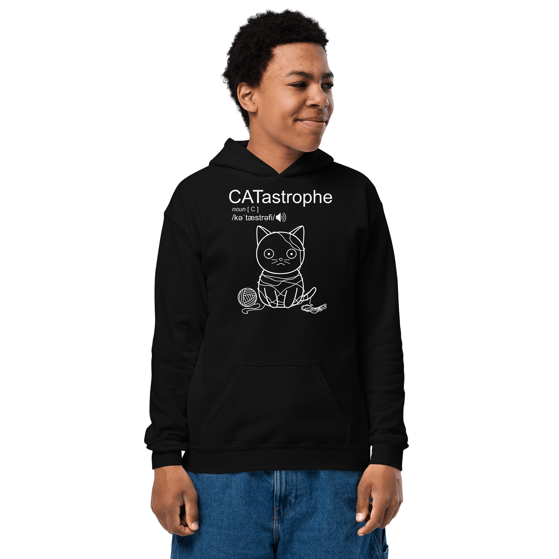 CATastrophe (Cat with Yarn) - Unisex Youth Hoodie product image (1)