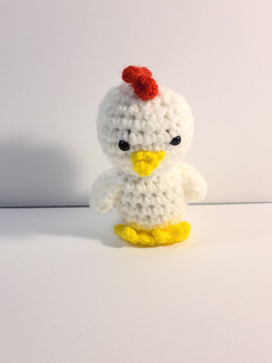 Handmade Amigurumi Mini White Chicken Stuffed Animal product image (1)