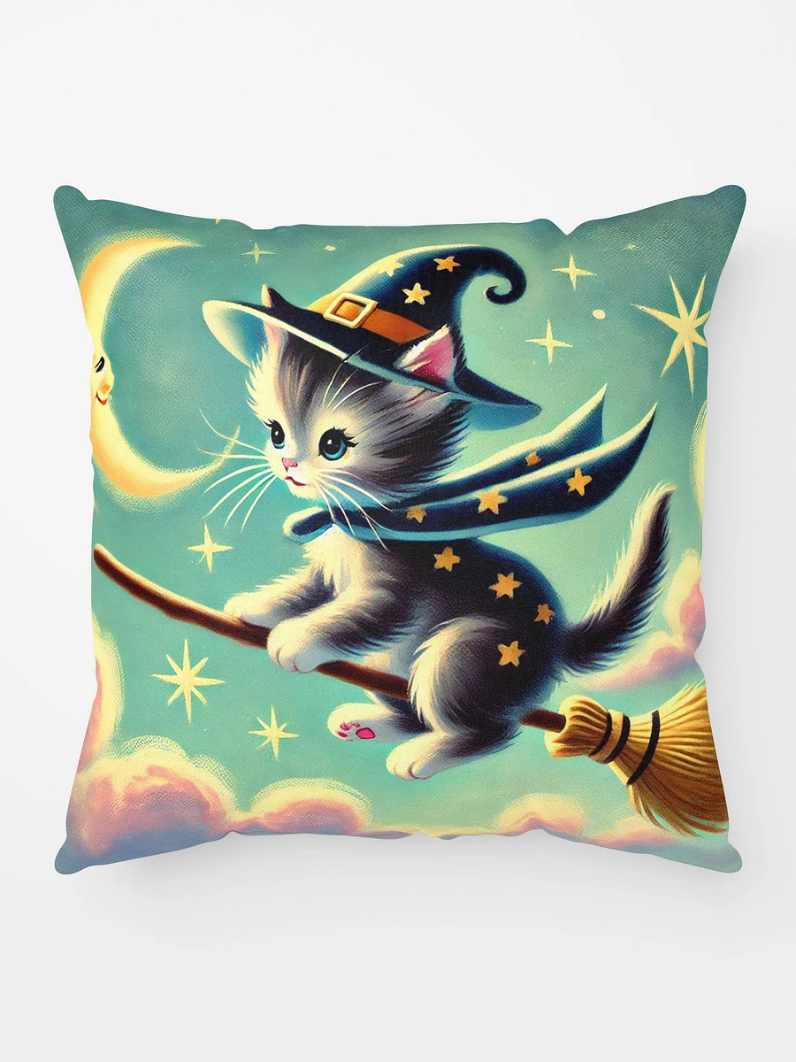 Kitten Witch Riding Broomstick Throw Pilllow product image (1)