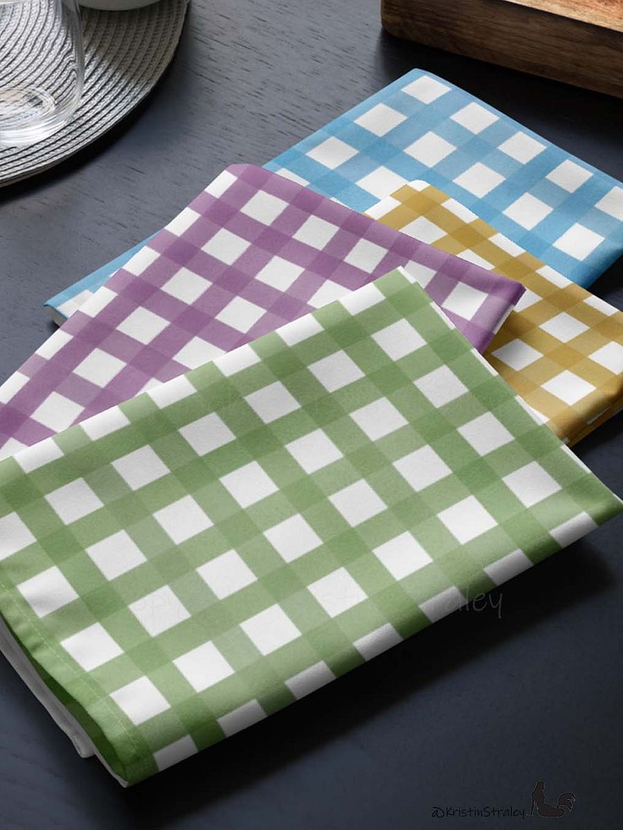 Gingham Colors Set Cloth Napkins Set of 4 product image (9)
