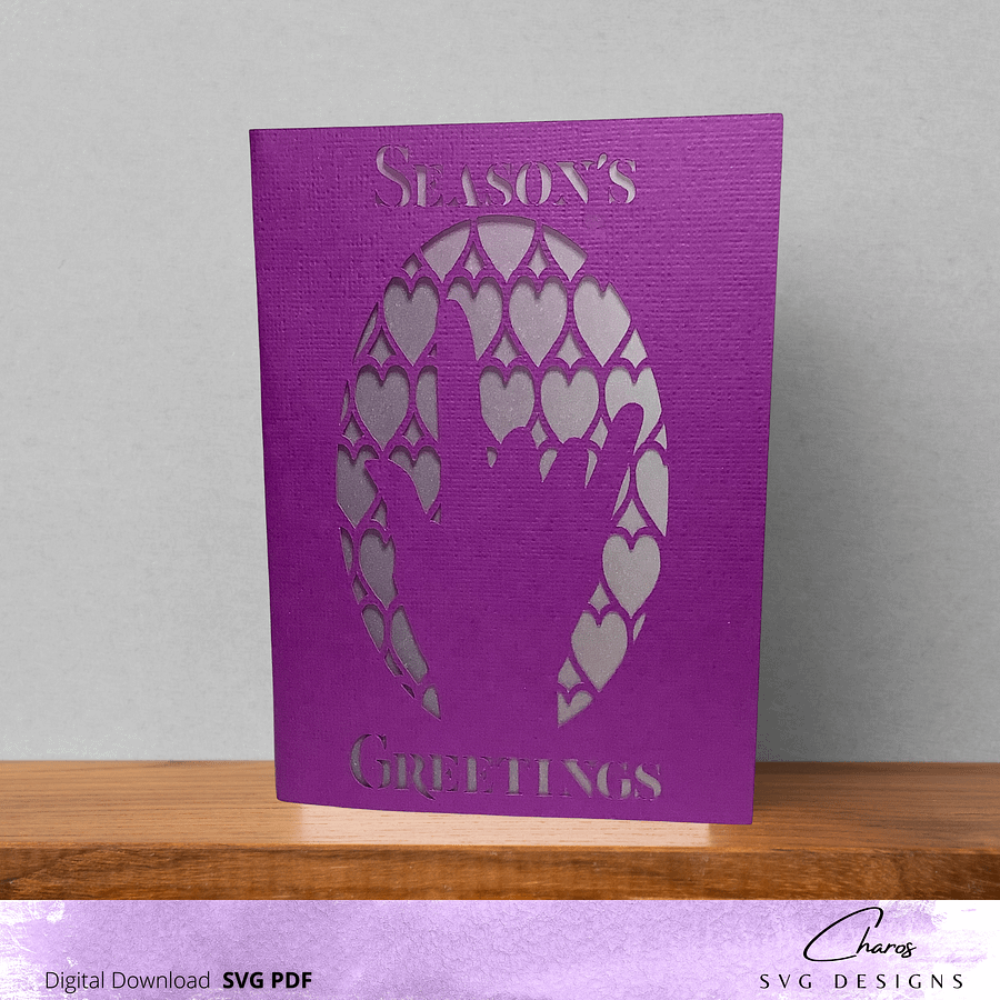 ASL 'I Love You' Holiday Heart Card Bundle with Bonus Envelope - SVG Template" product image (1)