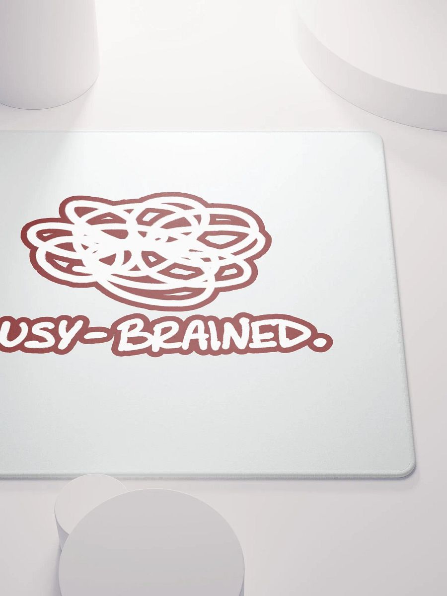 BUSY-BRAINED (lined design, #6D1616) mouse pad product image (5)