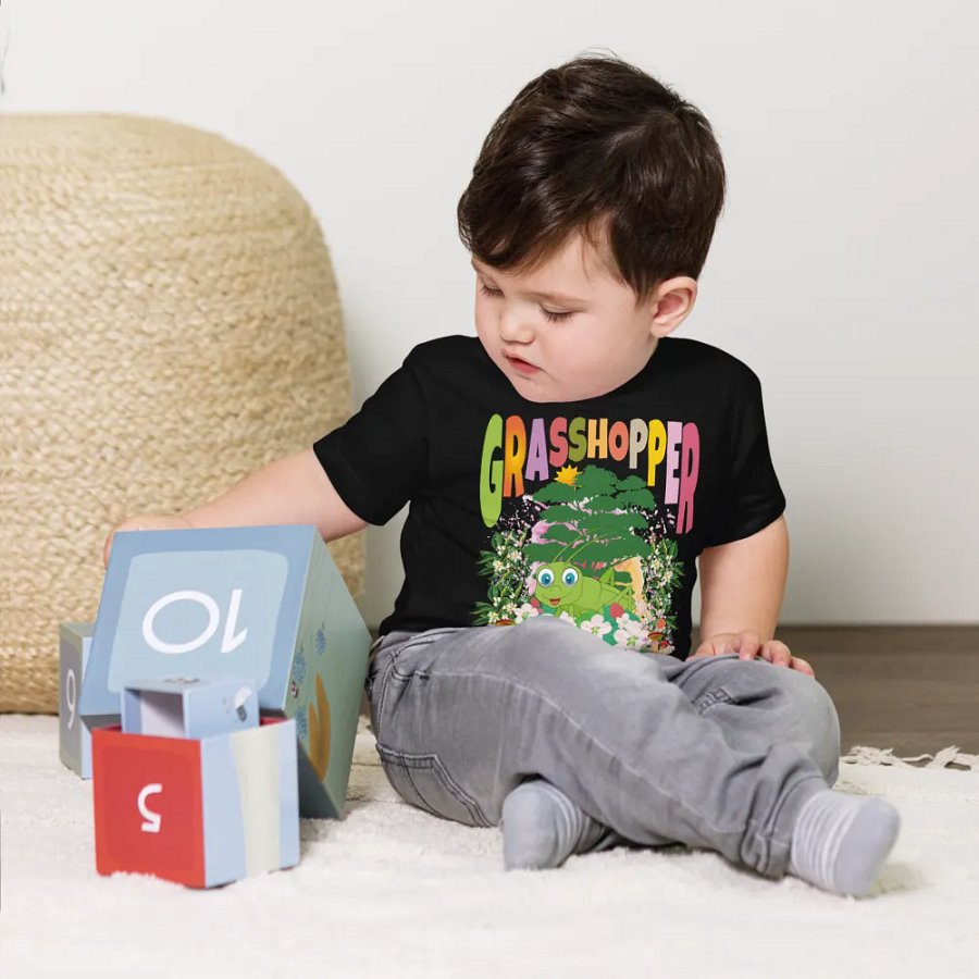 Grasshopper Colorful Funny Cute Bella + Canvas Toddler T-Shirt – Funny Shirt for Kids product image (3)