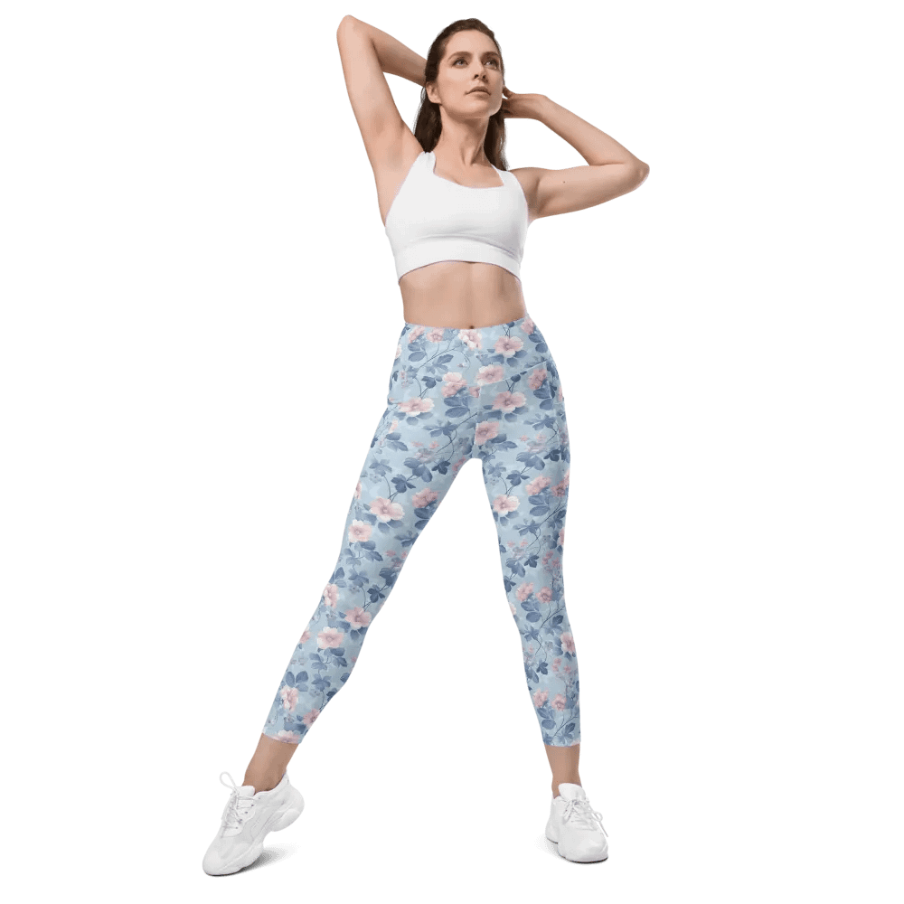 Serene Blue Blossoms Leggings product image (1)