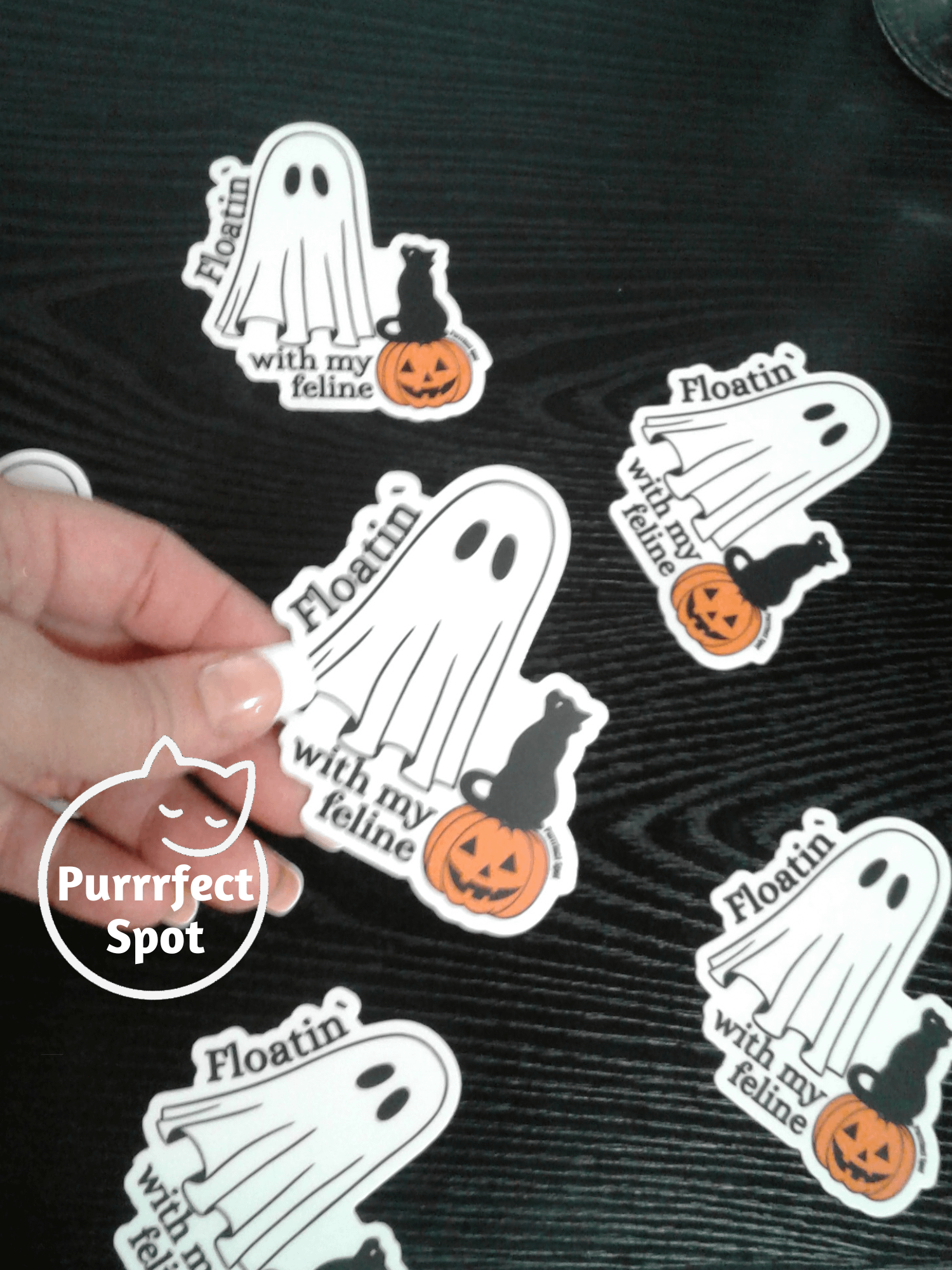 Floatin’ With My Feline Sticker 🐾🎃👻 product image (3)