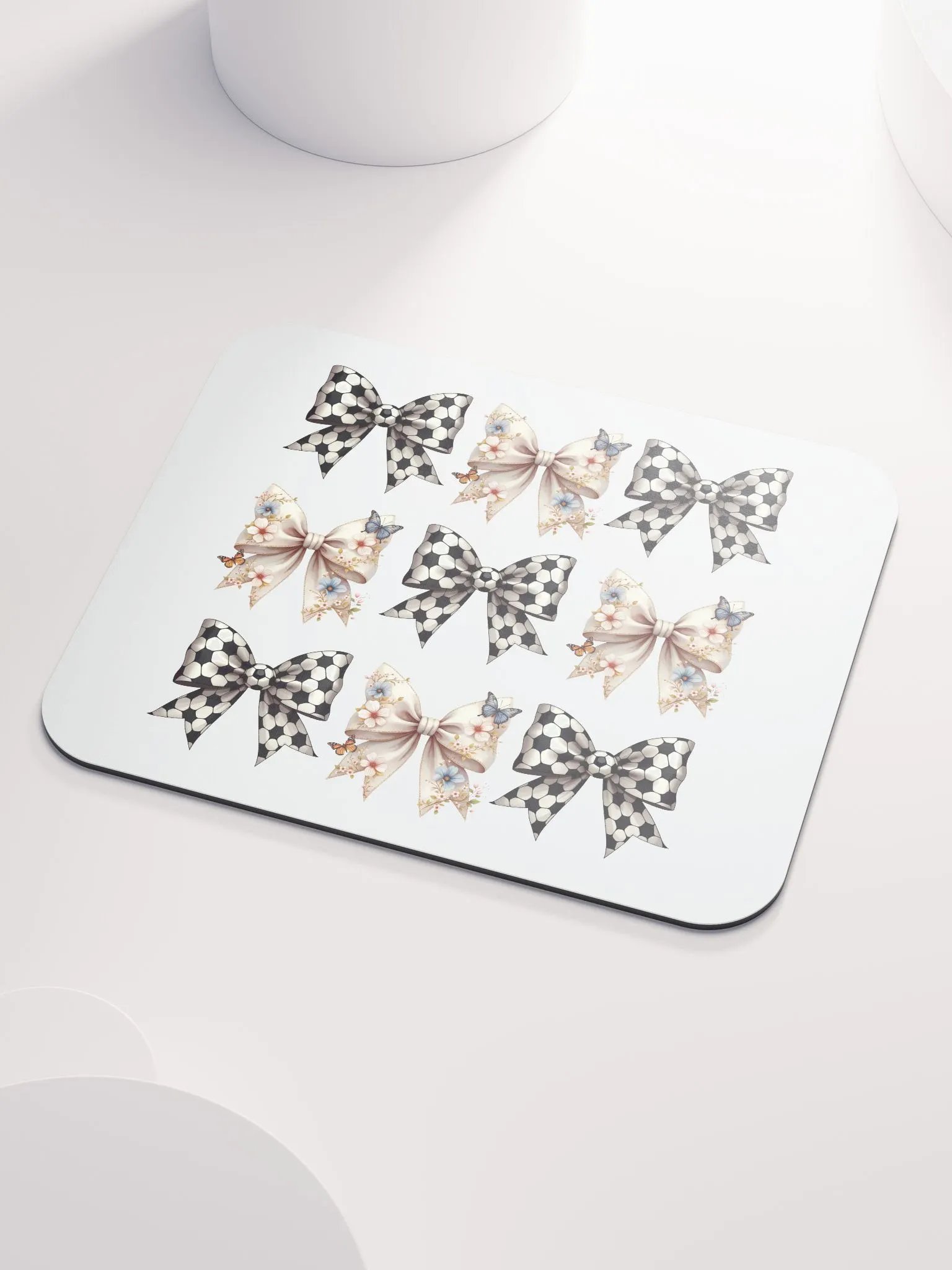 Spring Bows Soccer Charming Grid Mouse Pad product image (3)