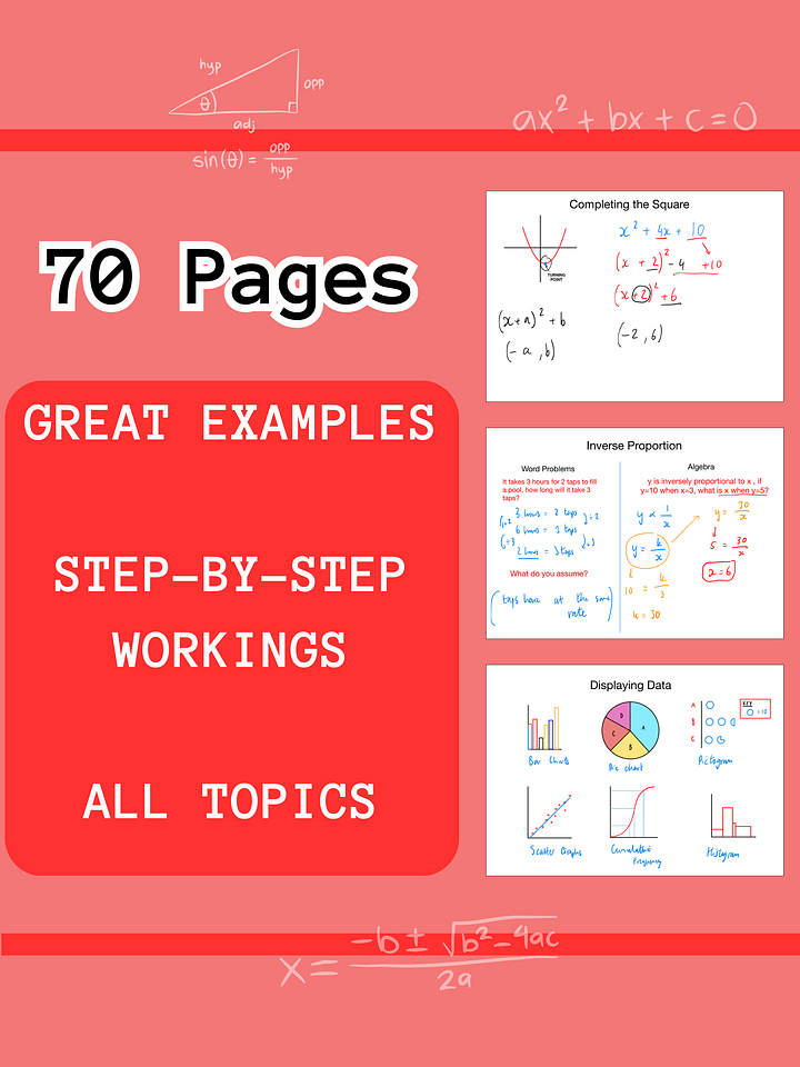 The WHOLE of GCSE Maths (70+ Pages) | Revision Notes Made Easy product image (2)