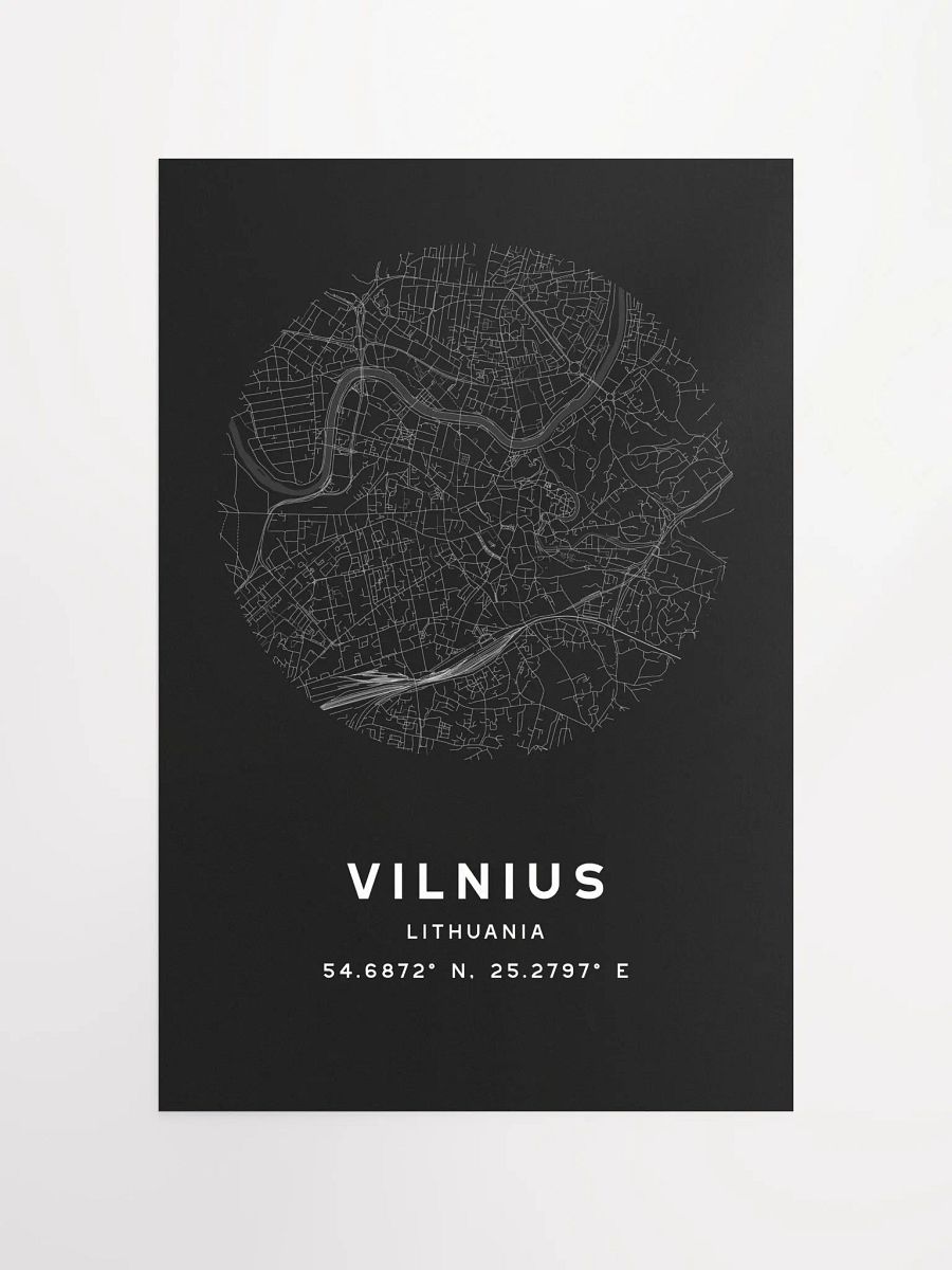 Vilnius Street Map Poster – Black Minimalist Circular City Art product image (3)