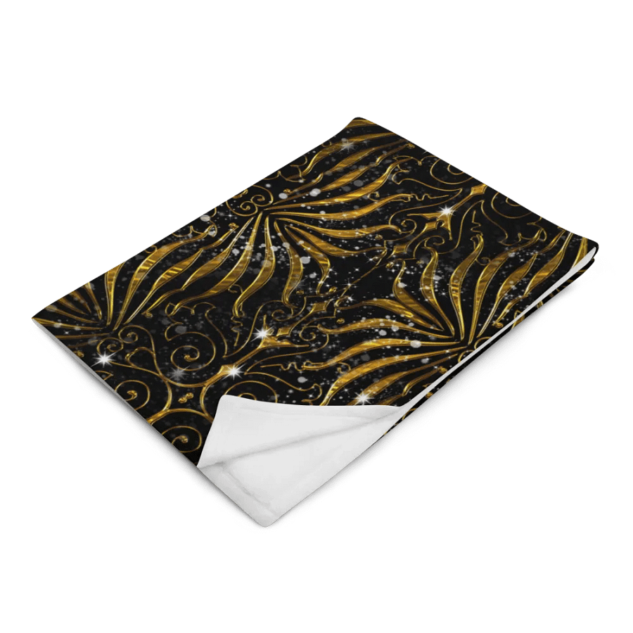 Black and Gold Victorian Sparkle Throw Blanket product image (14)