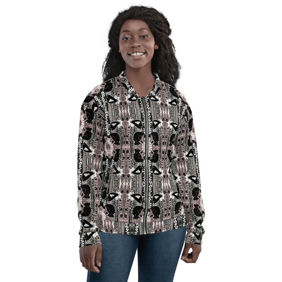 Abstract Floral Birds Unisex Bomber Jacket product image (12)