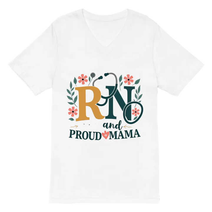 RN and Proud Mama Floral Stethoscope V-neck tee product image (6)
