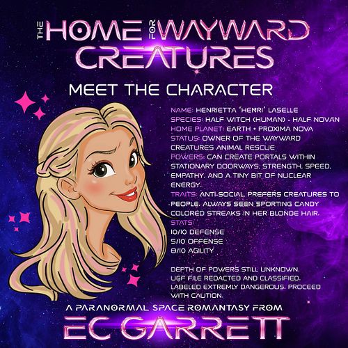Meet Henri, the FMC of The Home for Wayward Creatures 

Extroverted Introvert. Crazy Animal Lady. Pink Hair Lover....Half-Wit...