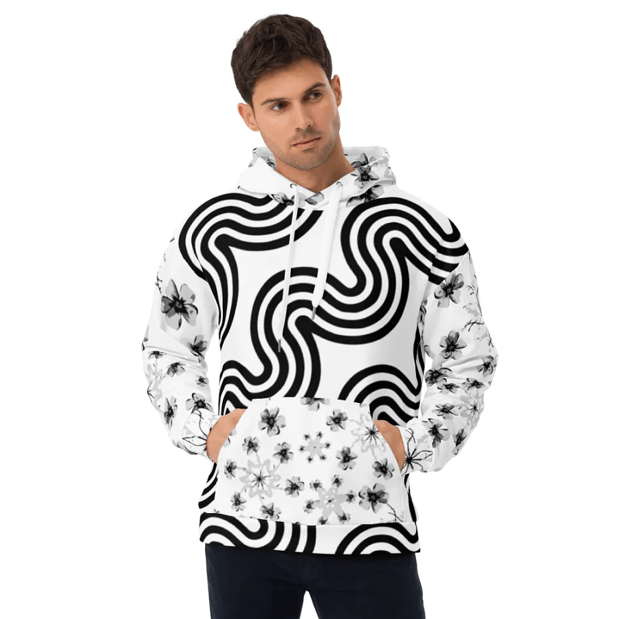 Monochrome Wave Unisex Hoodie product image (10)