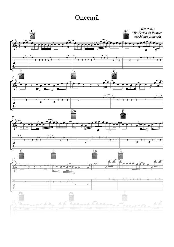 Oncemil - Partitura + Tabs + Acordes + Pista product image (1)