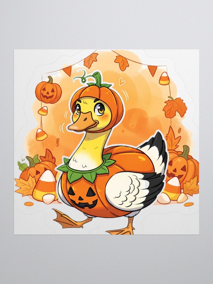Funny Halloween Goose in Pumpkin Costume - Spooky Cute Stickers product image (1)