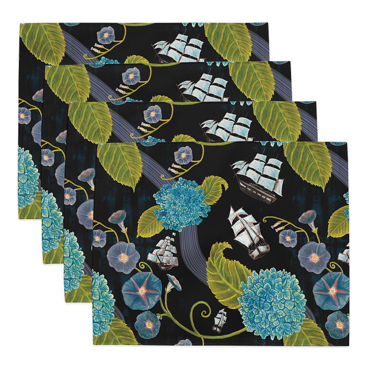 Heritage Revival Tall Ships Serpentine Pattern | Placemats – Set of 4 | MONIQUE FAELLA DESIGNS™ product image (1)
