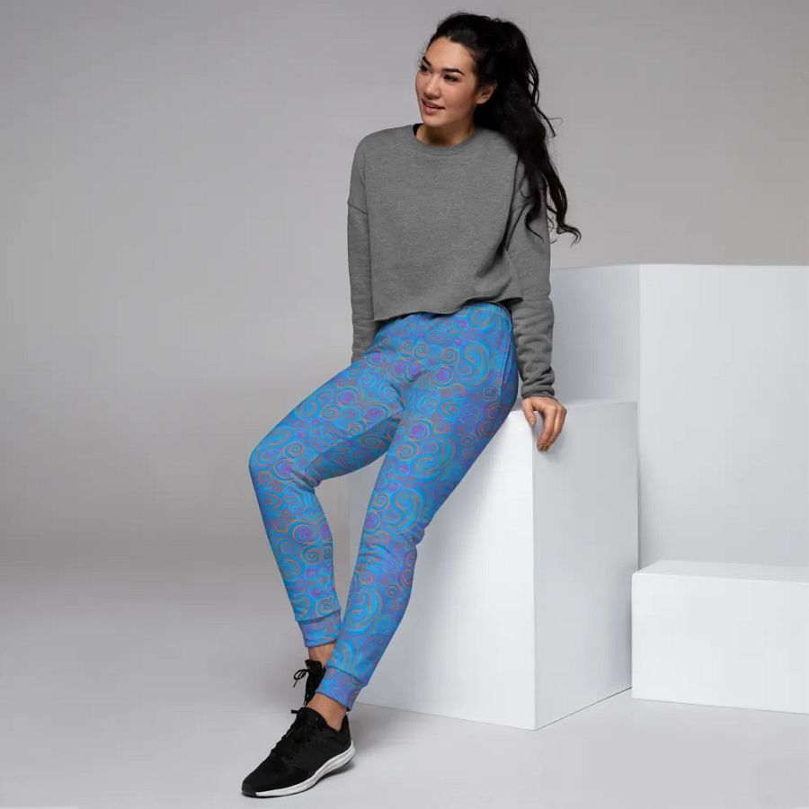 Funky Blue Dreams Liquid Tie-Dye Women's Joggers product image (5)