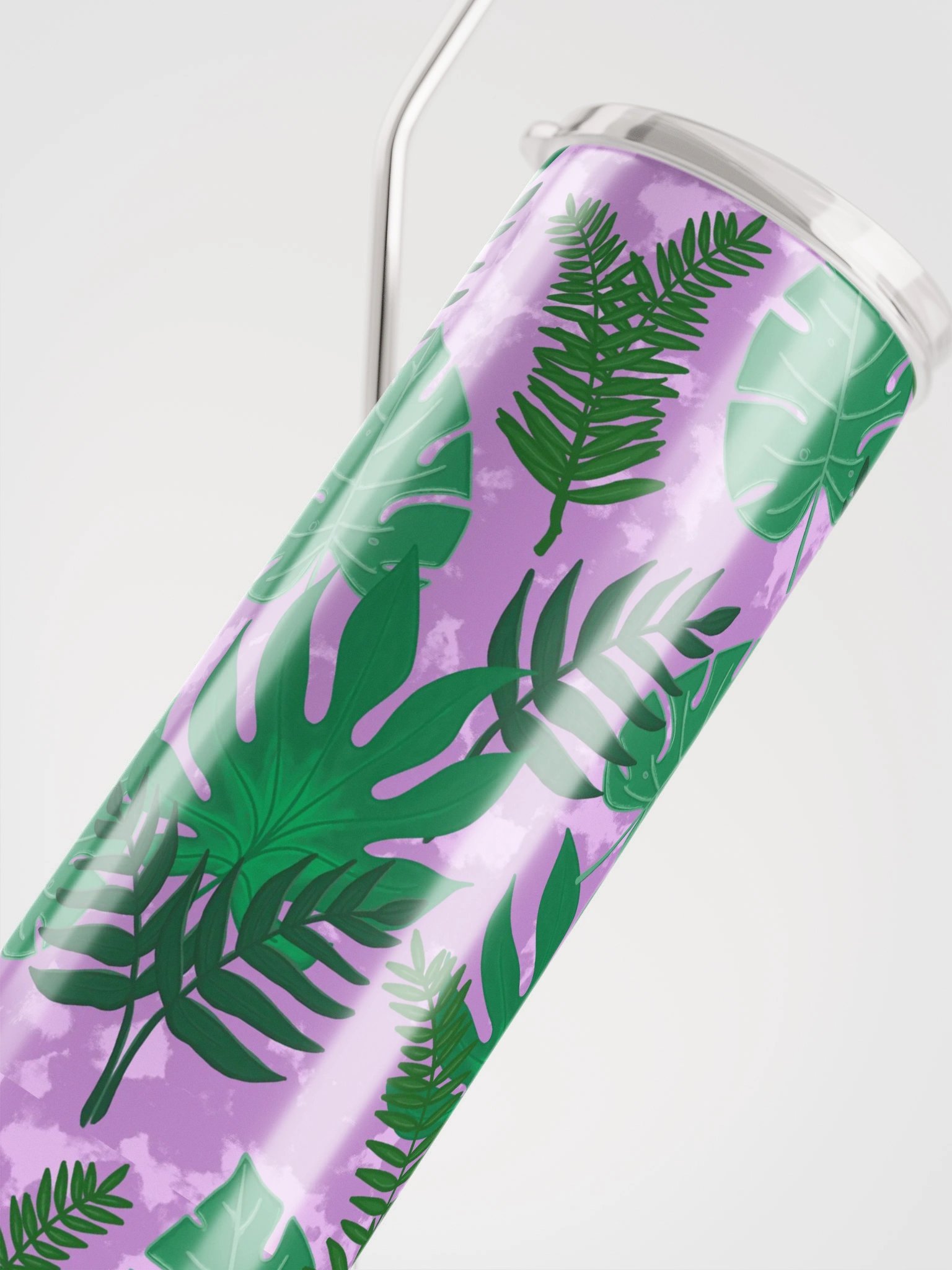 Jungle Leaves Pattern-Purple Background Stainless Steel Tumbler product image (4)