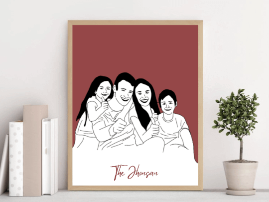 Black and White Custom Portrait from Photo, One Line Drawing, Family Illustration, Custom Minimalist Drawing, Valentine Gift, custom drawing product image (4)