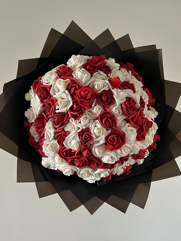 White & Red Glitter Bouquet product image (1)