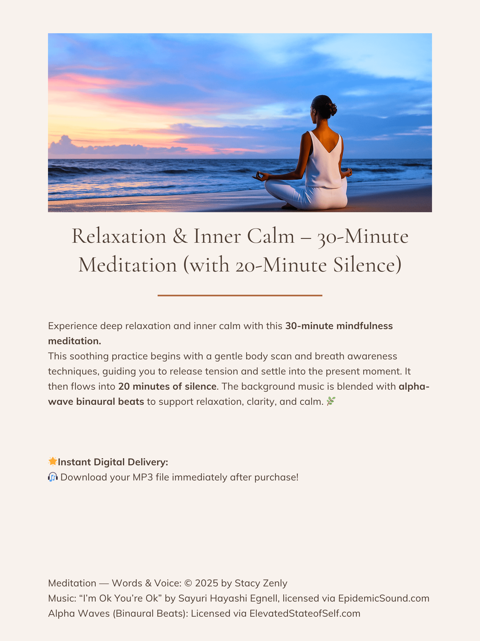 Relaxation & Inner Calm - 30-Minute Meditation (with 20-Minute Silence) product image (2)