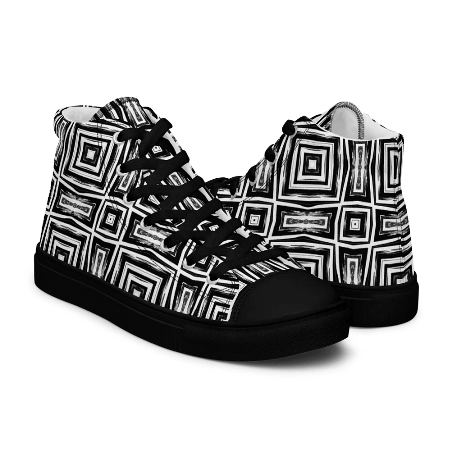 Abstract Monochrome Repeating Pattern Men's Canvas Shoe High Tops product image (7)