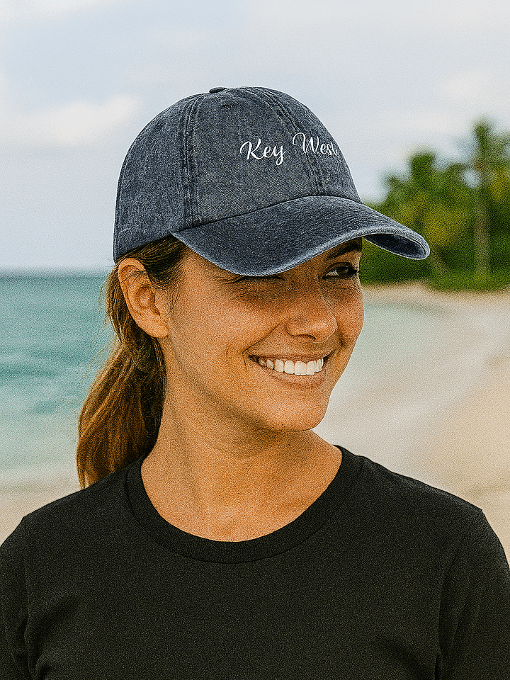 Key West Embroidered Vintage Wash Denim Dad Hat product image (1)