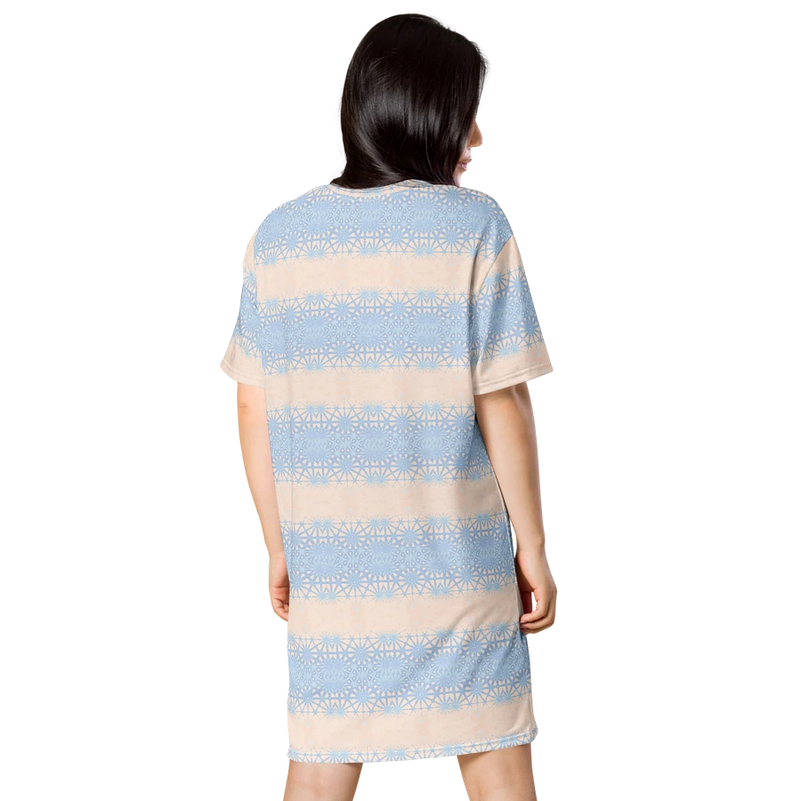 Abstract Subtle Dusky Blue and Peach Ladies T Shirt Dress product image (4)