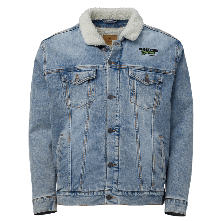 Chase Your Dream Embroidered Inspirational Threadfast Sherpa Denim Jacket product image (1)