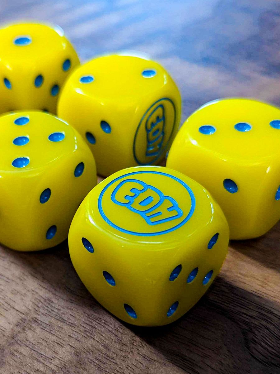 Oversized Glow-in-the-Dark Yellow Dice Set - 30mm product image (2)