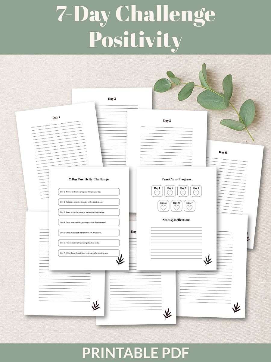 Positive Change Bundle 7-Day Challenges Printable product image (5)