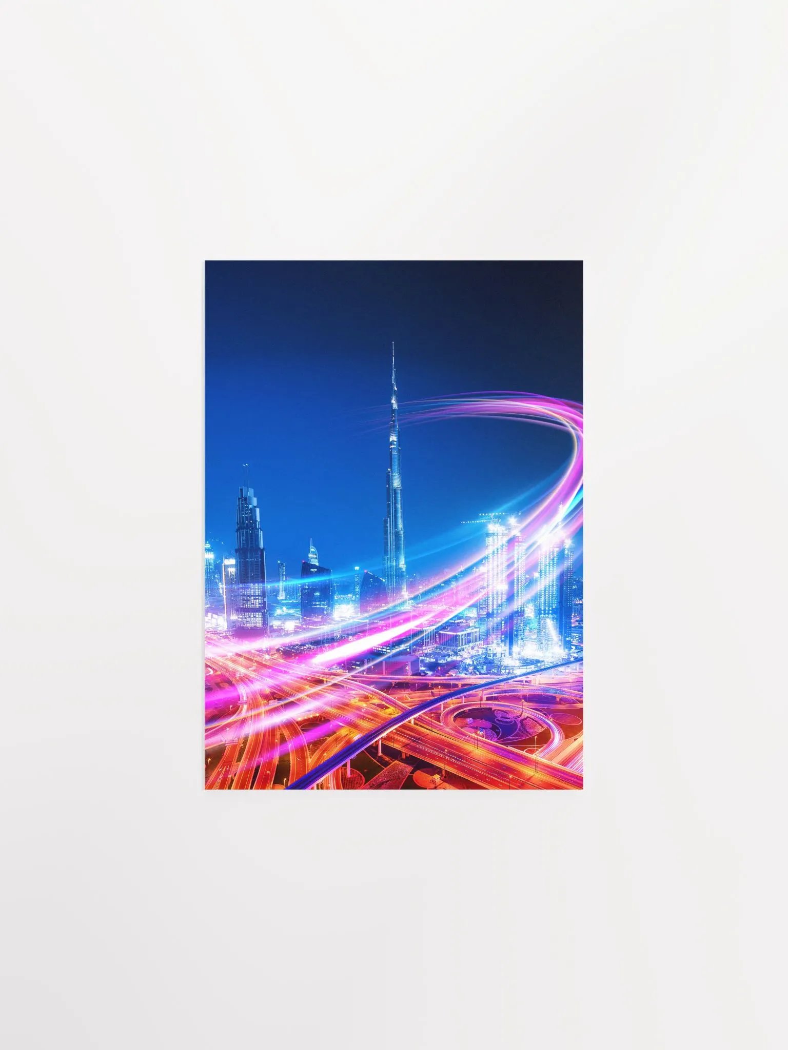 Neon city: Dubai, Burj Khalifa #2 (synthwave/vaporwave/retrowave/cyberpunk) — aesthetic poster product image (6)