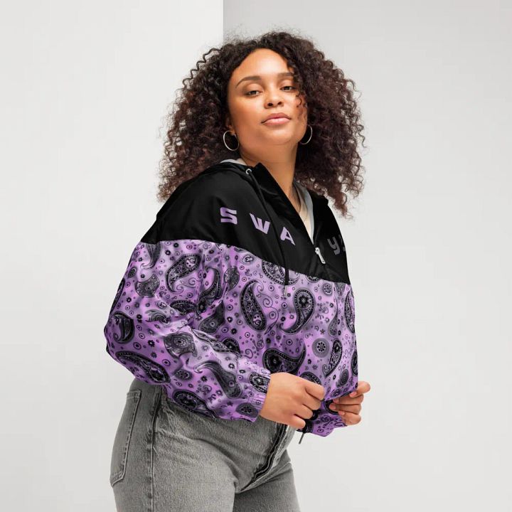 Purple Paisley Gang Crop Hoodie Windbreaker product image (2)