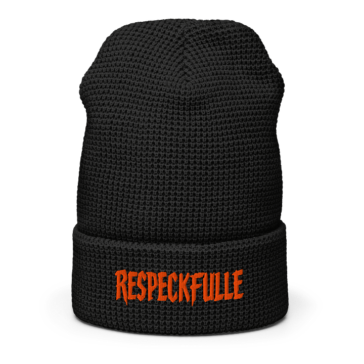 “RESPECKFULLE” Waffle Beanie - *Black & Orange* product image (2)
