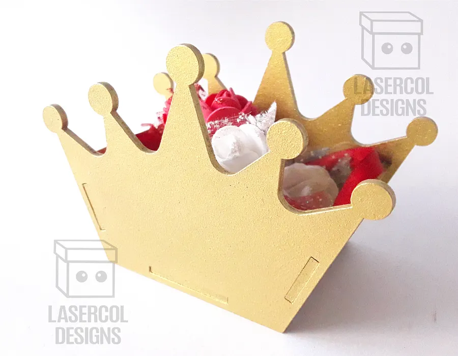 Crown Shaped Box (4 sizes, 3 Styles) - Laser Cut Files product image (3)